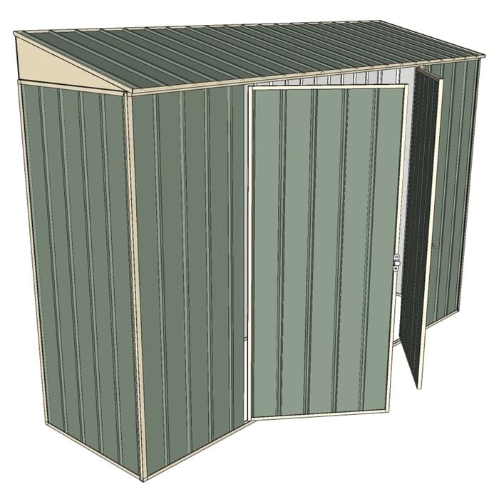 Build-a-Shed 3.0 x 0.8 x 2.0m Double Hinge Door Narrow Shed - Green