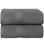 2PCS 100% Cotton Extra Large Soft Bath Towels Sheets Set 90 x 180cm - Charcoal