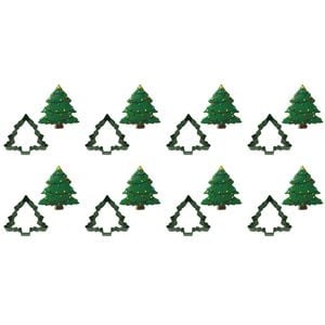 8x R&M Xmas Tree Cookie Cutter Polyresin Coated Steel Baking Mould 9cm Green