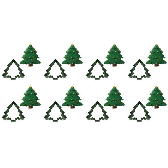 8x R&M Xmas Tree Cookie Cutter Polyresin Coated Steel Baking Mould 9cm Green