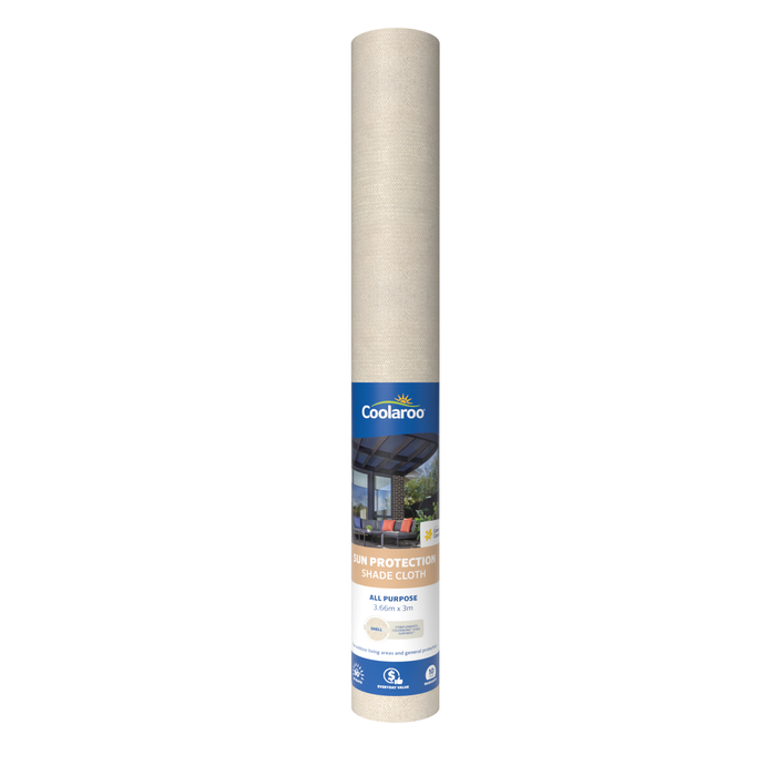 Coolaroo 3.66 x 3m Shell All Purpose Sun Protection Shade Cloth- 90% UV Block