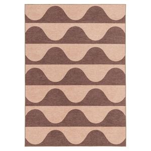 Loopsie-290cm X 200cm-sobe Pink And Burgundy Wave Stripe Indoor Outdoor Washable Rug