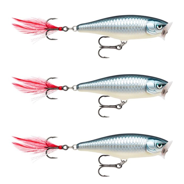 3x Rapala 7cm Skitter Pop Topwater Popper Fishing Lures - Baby Aspius