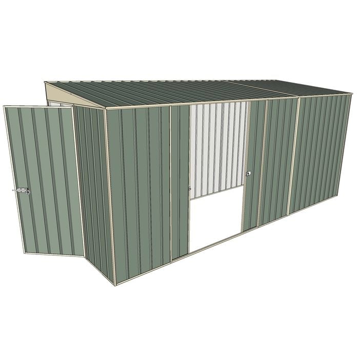 Build-a-Shed 1.5 x 4.5 x 2m Hinged Door Tunnel Shed With 2 Sliding Side Doors - Green