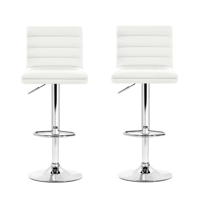 Homfurn Set Of 2 Bar Stools, Padded Leather, Gas Lift, Modern Kitchen Dining Furniture