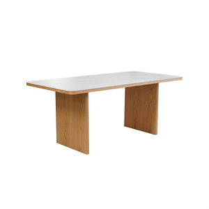 Bjorn 1.8 Rectangular Dining Table in Sintered Stones Marble Looking  Top and MDF Timber Veneer Legs