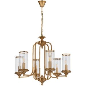 Telbix Velden Industrial Pendant Hanging Lamp Light Metal Glass Copper Clear Polished