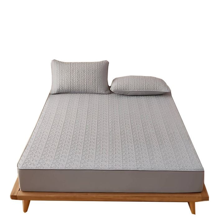 Anycozy Mattress Cover Gray 160x200cm Pure Cotton Soft Quilted Bed Sheet Anti-bacterial Protector Cover