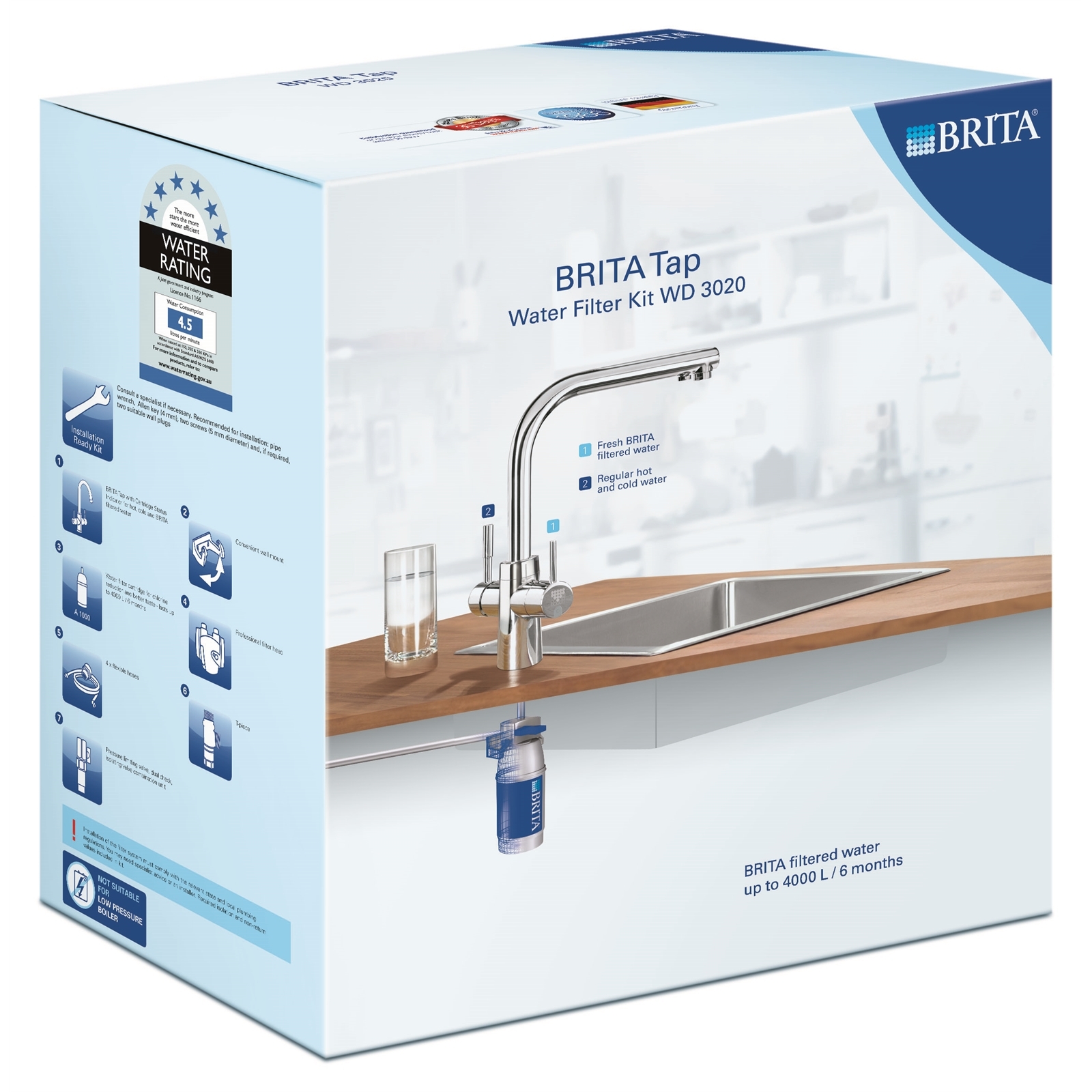 BRITA WELS 6 Star 4.5L/min 90° Water Filter Starter Kit product image