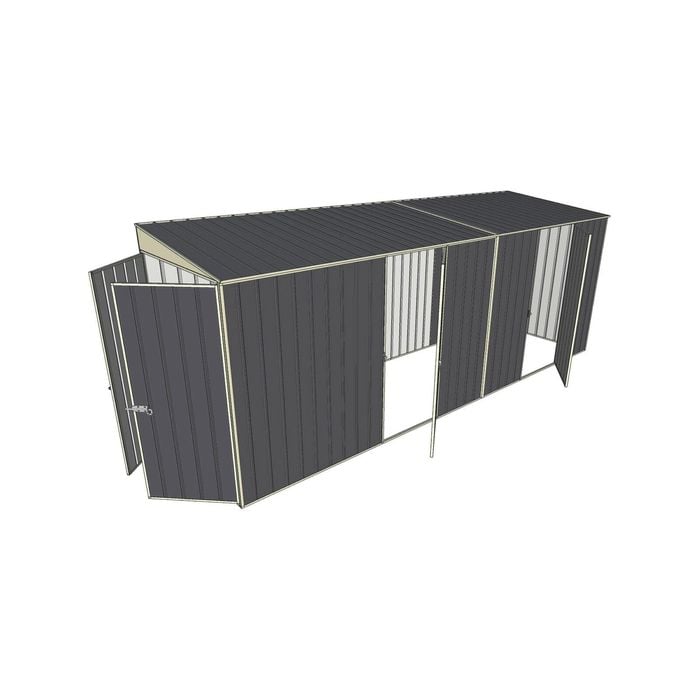 Build-a-Shed 1.5 x 5.2 x 2m Dual Single Hinged Side Door Skillion Shed - Grey