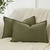 Gioia Casa Twin-Pack Linen Cushion Covers - Linen-Cotton Blend with Hidden Zipper Design - Olive Green, 30cm × 50cm