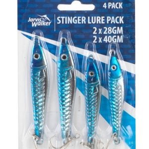 4 Pack of Jarvis Walker Stinger Lures - 2 x 28gm and 2 x 40gm Metal Jig Lures