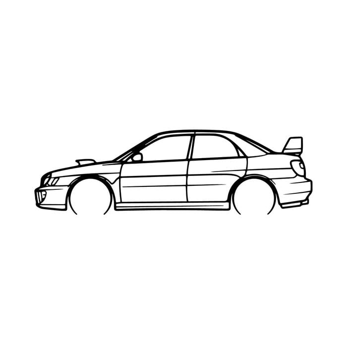 Ignite Laser Subaru 02 Impreza WRX Silhouette Metal Wall Art Rustic Metal 23.6inch/60cm