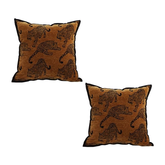 SOGA 2 Pack Dark Brown Leopard Retro Square Throw Pillow 45cm