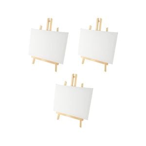 3x Art Boxd 30.5cm Large Stretched Canvas 280gsm Craft Painting W/ Wooden Easel