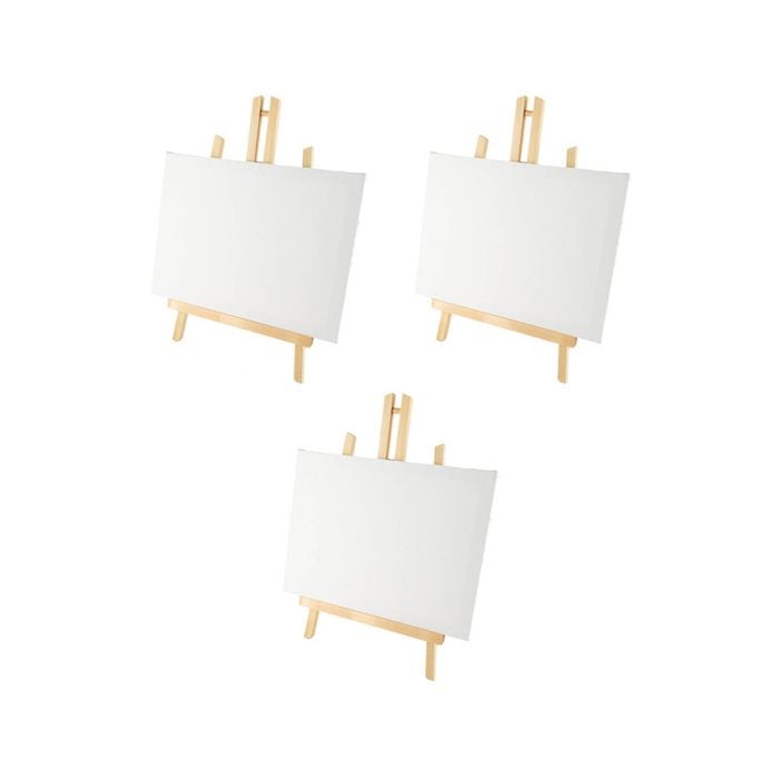3x Art Boxd 30.5cm Large Stretched Canvas 280gsm Craft Painting W/ Wooden Easel