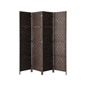 Oikiture 4 Panel Room Divider Screen Privacy Timber Brown