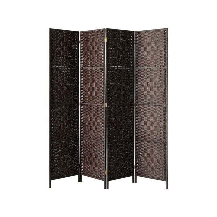 Oikiture 4 Panel Room Divider Screen Privacy Timber Brown