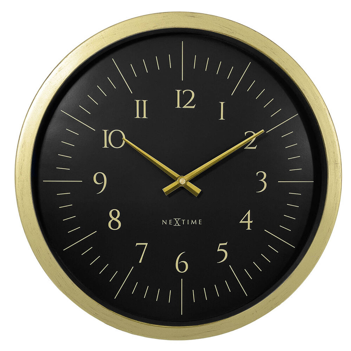 NeXtime Galaxy Wall Clock Black Dial 40.2x40.2x4.3cm Brushed Gold Case ...