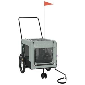 vidaXL Pet Bike Trailer Bicycle Stroller Grey and Black Oxford Fabric and Iron