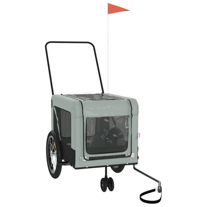 vidaXL Pet Bike Trailer Bicycle Stroller Grey and Black Oxford Fabric and Iron