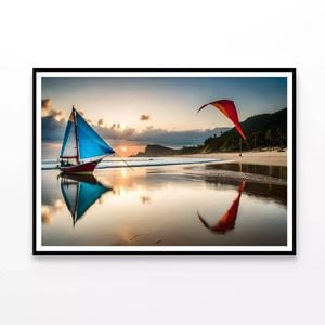 Rainbow over Water with Kites  Print 100% Australian Made 120x90cm  (Poster)