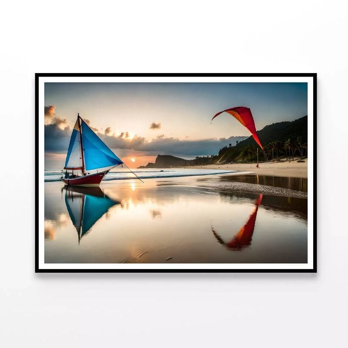 Rainbow over Water with Kites  Print 100% Australian Made 120x90cm  (Poster)