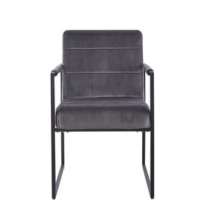 Ginny Dining Chair Velvet Upholstered Wood Legs- Grey (Set Of 2)