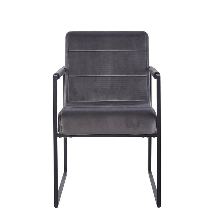 Ginny Dining Chair Velvet Upholstered Wood Legs- Grey (Set Of 2)