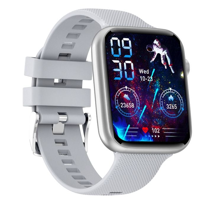 Bluetooth Smart Watch 1.85" FHD IPS Monitor Heart Rate Blood Pressure BT 5.0 - Silver