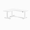 Desky L-shape Sit To Stand White Melamine Desk 1800x1500mm - Left Return Height Adjustable White Leg