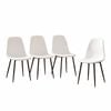 BRIBRION x4 Faux Leather Dining Chairs with Black Metal Legs Upholstered PU Channel Back for Kitchen Restaurant White