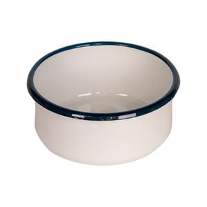 Urban Style Enamelware 14cm/550ml Round Bowl w/ Blue Rim - White