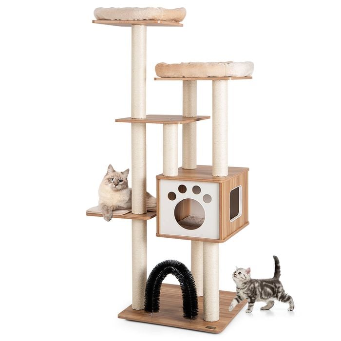Costway 176cm 6-tier Cat Tree Kitten Tower Sisal Post W/self-groomer Arch