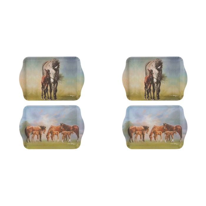 2x 2pc Ashdene Mares & Foals Grey/Paddock Serving Platter Scatter Tray