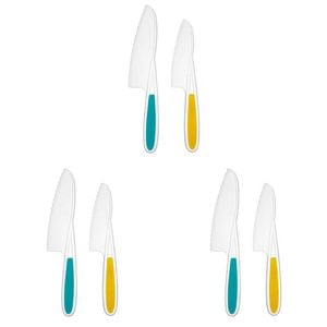 3x 2pc Topchef Kids Friendly Silicone Cutting Kitchen Knives Multicoloured