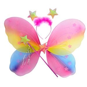 Girls Kids Angel Fairy Butterfly Wing Princess Party Costume Prop Rainbow