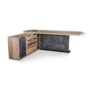 Modern Furniture MAGNUS Executive Office Desk with Left Return 2.4M - Tobacco