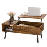 Advwin Lift Up Top Coffee Table Side Table w/ Hidden Storage & Shelf Walnut
