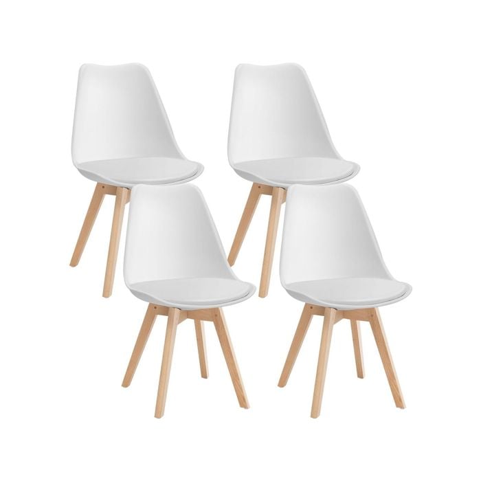 Costway Set of 4 Dining Chairs Kitchen PU Seat White