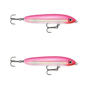 2x Rapala 13cm Skitter V Topwater Walk The Dog Style Fishing Lures - Hot Pink