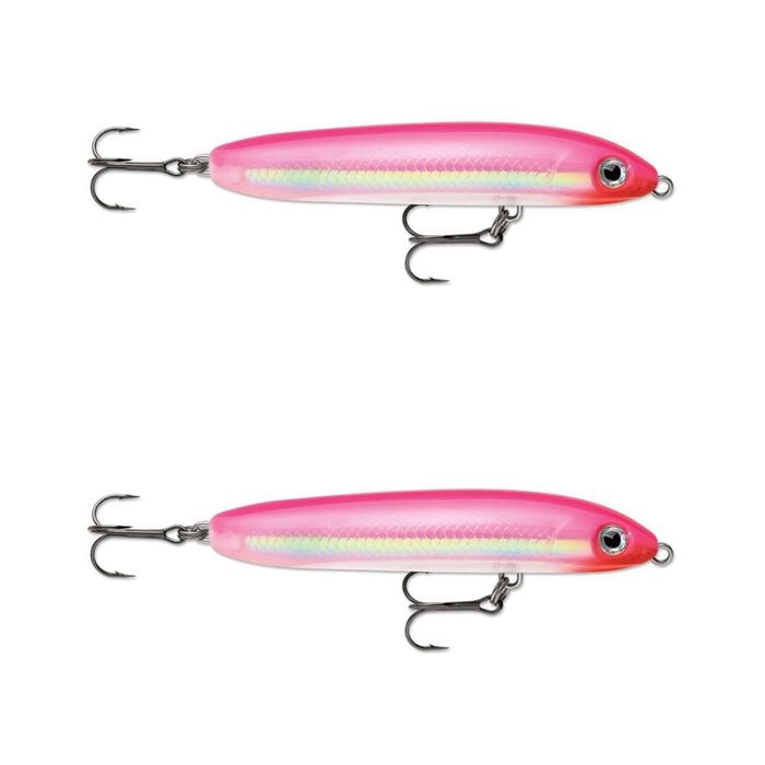 2x Rapala 13cm Skitter V Topwater Walk The Dog Style Fishing Lures - Hot Pink