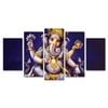 Mayalu Lord Ganesh 5-Panel Canvas Wall Art in Purple 30x50/70/80 cm Premium Digital Print