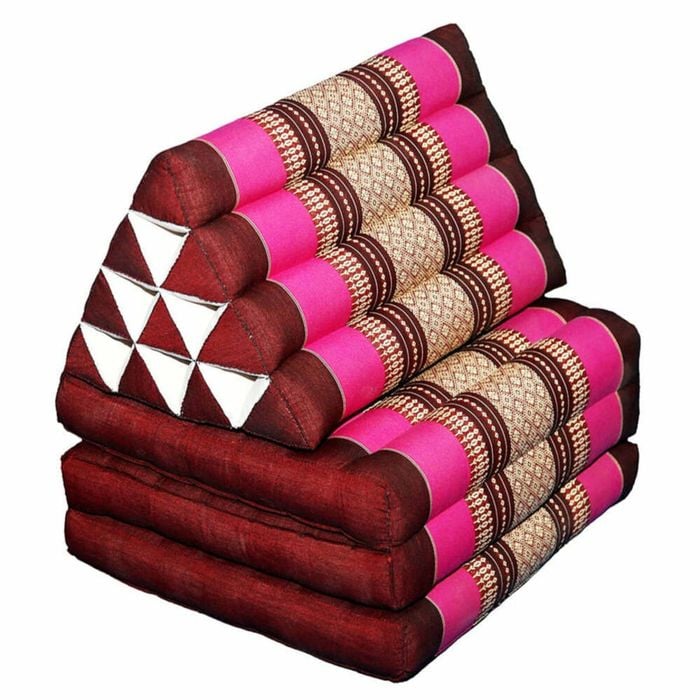 Large Thai Triangle Pillow - 3 Fold Floor Cushion | 100% Kapok Filled- Pink