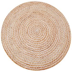 Hand Woven Natural Jute Rug- Chakra 1124-Natural/Ivory-180x180cm