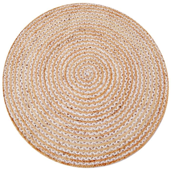 Hand Woven Natural Jute Rug- Chakra 1124-Natural/Ivory-180x180cm