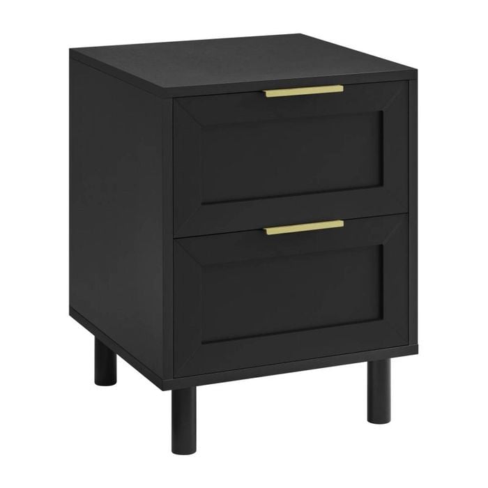 Quincy Bedside Unit Side Table 2 drawers black