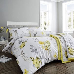 Bloomington Flora Yellow Cotton Rich Quilt Cover Set Super King