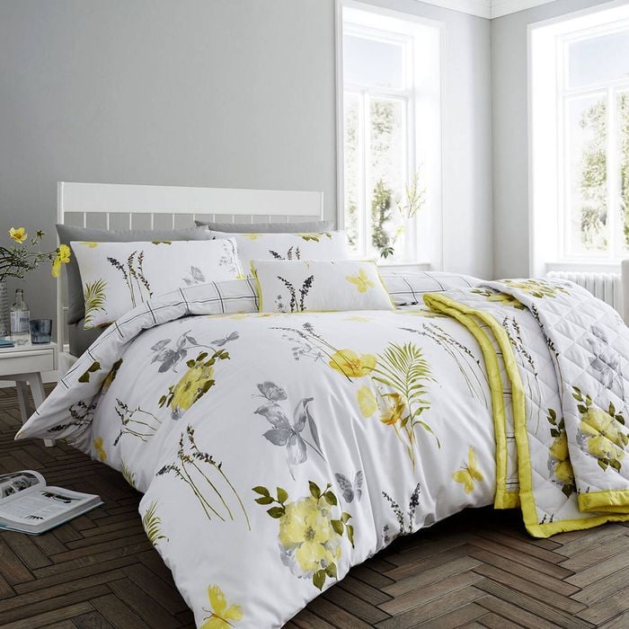 Bloomington Flora Yellow Cotton Rich Quilt Cover Set Super King