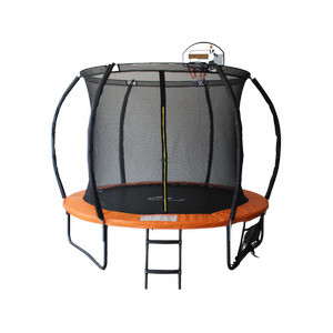 All 4 Kids 8 Ft Jump Zone Spring Trampoline With Basketball Board